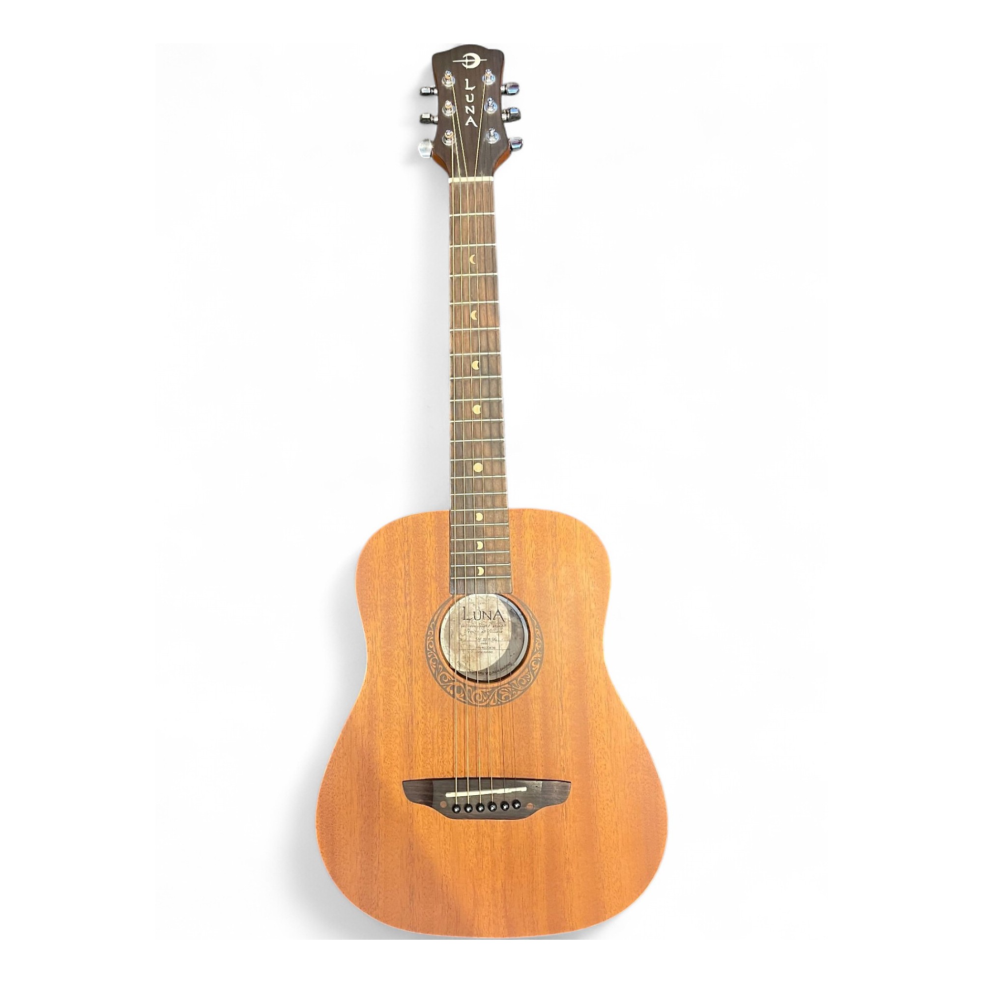 Used Luna Safari Tattoo 3/4 Size Mahogany Acoustic Guitar Mahogany