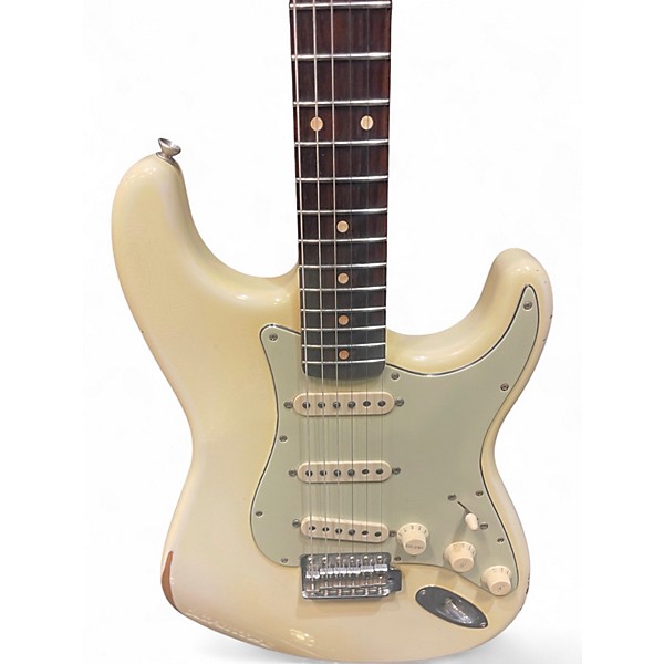 Used Fender Road Worn 1960S Stratocaster Olympic White Solid Body Electric Guitar