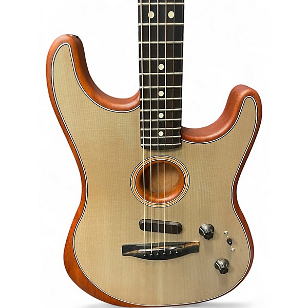 Used Fender American Acoustasonic Stratocaster Natural Acoustic Electric Guitar