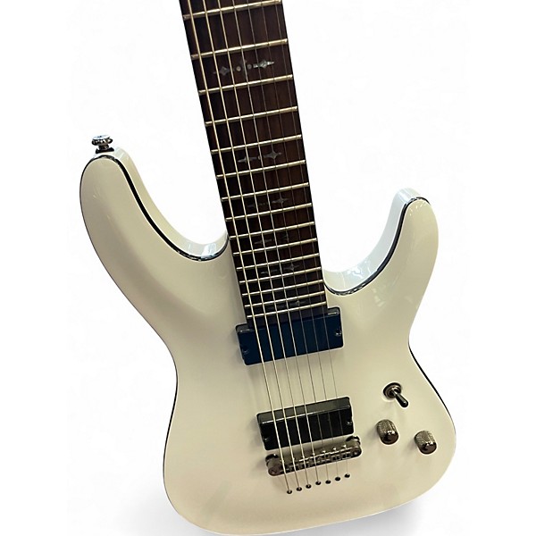 Used Schecter Guitar Research Demon 7 String white Solid Body Electric Guitar