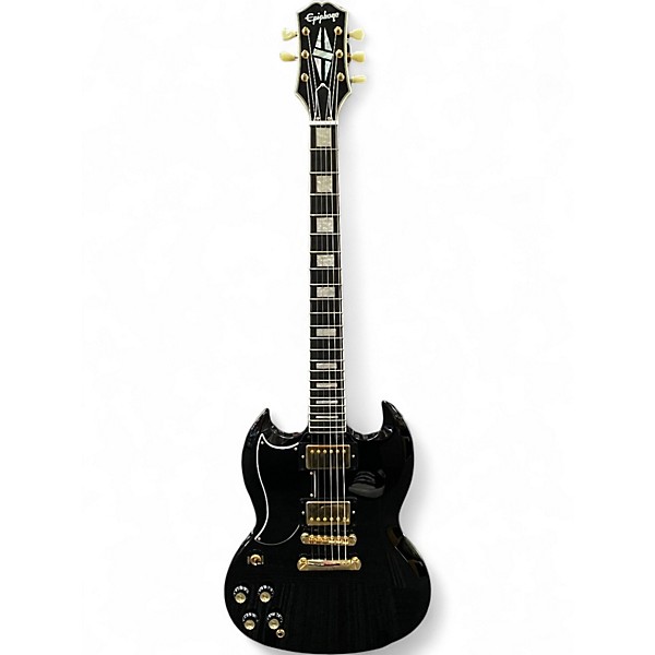 Used Epiphone SG Custom Left Handed Black and Gold Solid Body Electric Guitar