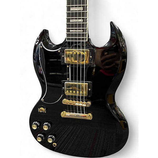 Used Epiphone SG Custom Left Handed Black and Gold Solid Body Electric Guitar