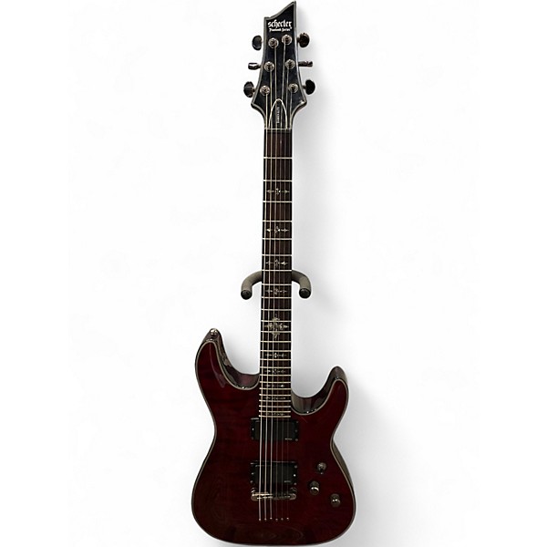Used Schecter Guitar Research Damien Elite 6 Crimson Red Trans Solid Body Electric Guitar