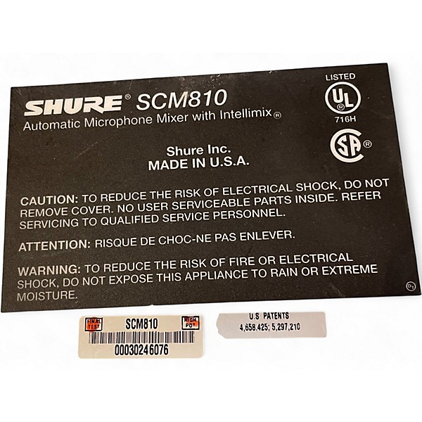 Used Shure SCM810 Automatic Microphone Mixer With Intellimix Powered Mixer