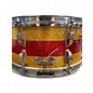 Used 1960 Ludwig 14X6.5 Tri-Band Parade Snare Gold and Red Sparkle Drum