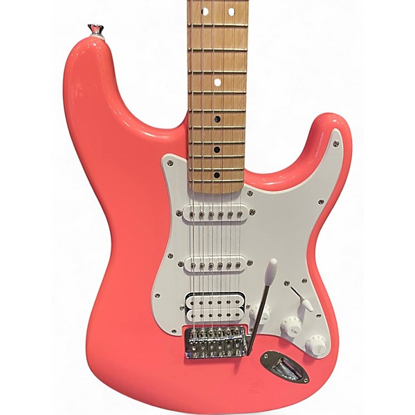 Used Squier SONIC HSS  STRATOCASTER Pink Solid Body Electric Guitar