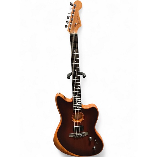 Used Fender Acoustasonic Jazzmaster All-Mahogany Bourbon Burst Acoustic Electric Guitar