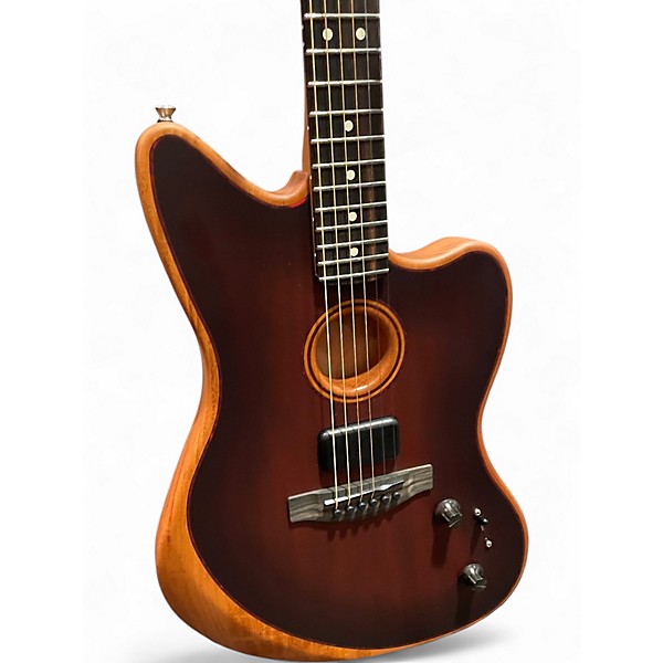 Used Fender Acoustasonic Jazzmaster All-Mahogany Bourbon Burst Acoustic Electric Guitar