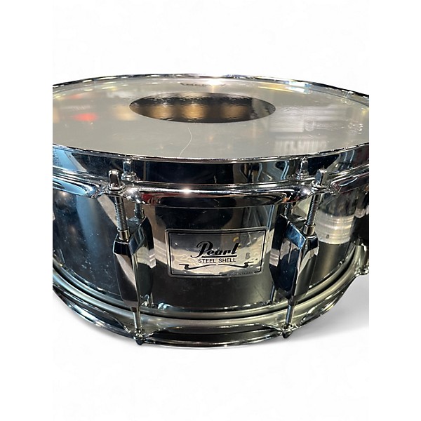 Used Pearl 14in STEEL SHELL SNARE Chrome Drum