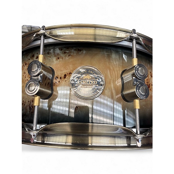 Used PDP by DW 14X5.5 Limited Edition Concept Maple Mapa Burl to Black Burst Drum