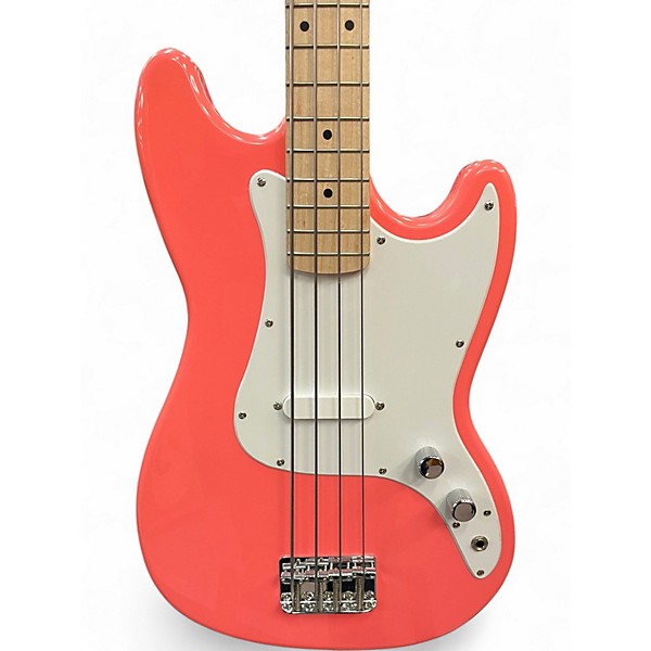Used 2023 Squier Bronco Tahitian Coral Electric Bass Guitar