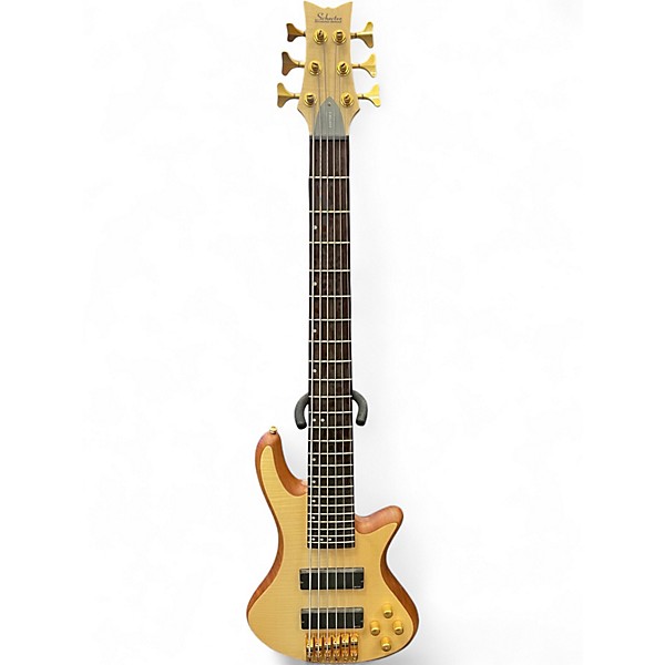 Used Schecter Guitar Research Stiletto Custom 6 String Natural Electric Bass Guitar