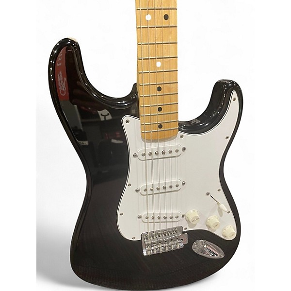 Used Fender Standard Stratocaster Black and White Solid Body Electric Guitar