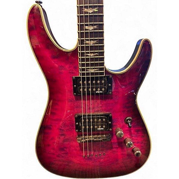 Used Schecter Guitar Research Omen Extreme 6 Trans Purple Solid Body Electric Guitar