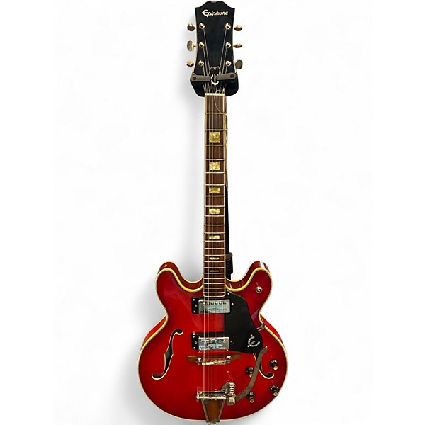 Vintage 1970s Epiphone EA250 TREM Trans Red Hollow Body Electric Guitar