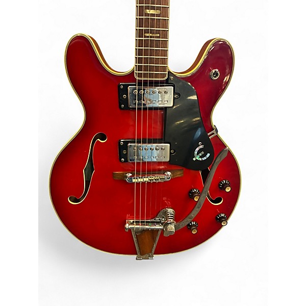 Vintage 1970s Epiphone EA250 TREM Trans Red Hollow Body Electric Guitar