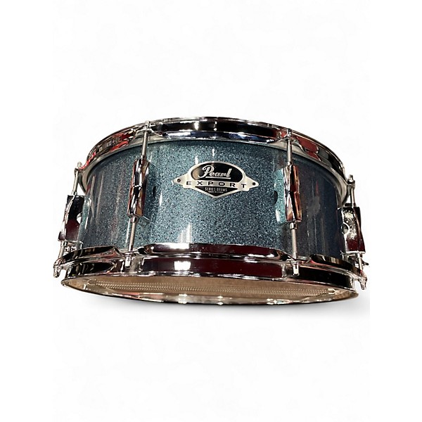 Used Pearl 5.5X14 Export Series Snare Aqua Blue Sparkle Drum