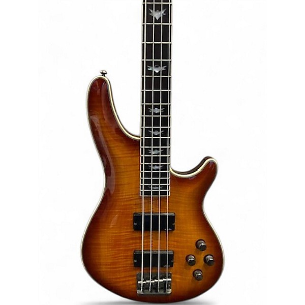 Used Schecter Guitar Research Omen Extreme 4 String Trans Orange Electric Bass Guitar