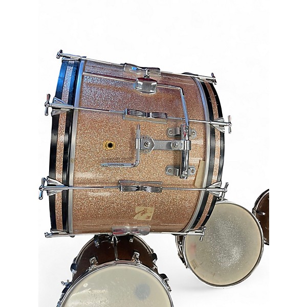 Used 1960s Ludwig 4 Piece Downbeat Rose Sparkle Drum Kit