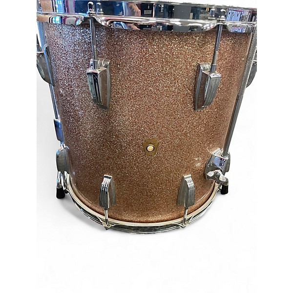 Used 1960s Ludwig 4 Piece Downbeat Rose Sparkle Drum Kit