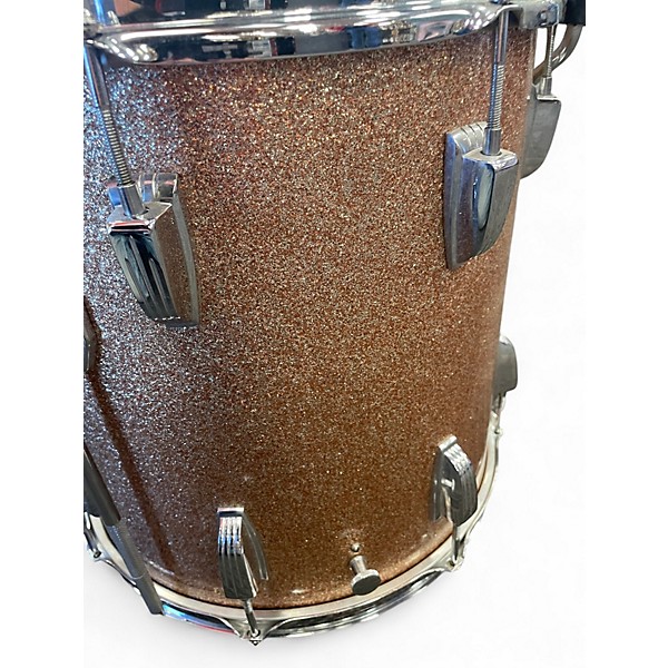 Used 1960s Ludwig 4 Piece Downbeat Rose Sparkle Drum Kit