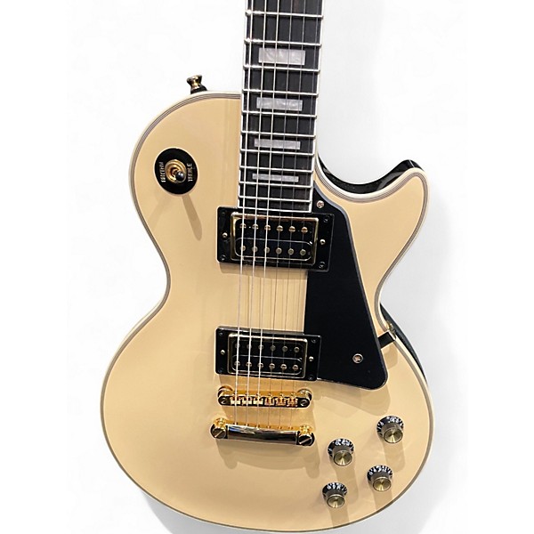Used Epiphone Les Paul Custom Blackback Antique Ivory Solid Body Electric Guitar