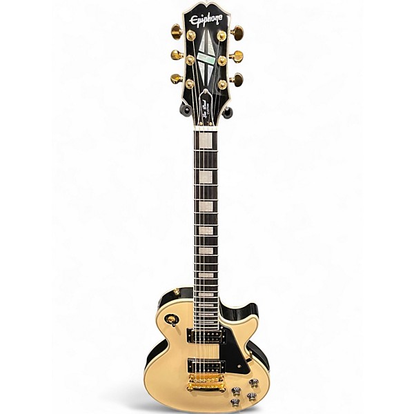Used Epiphone Les Paul Custom Blackback Antique Ivory Solid Body Electric Guitar