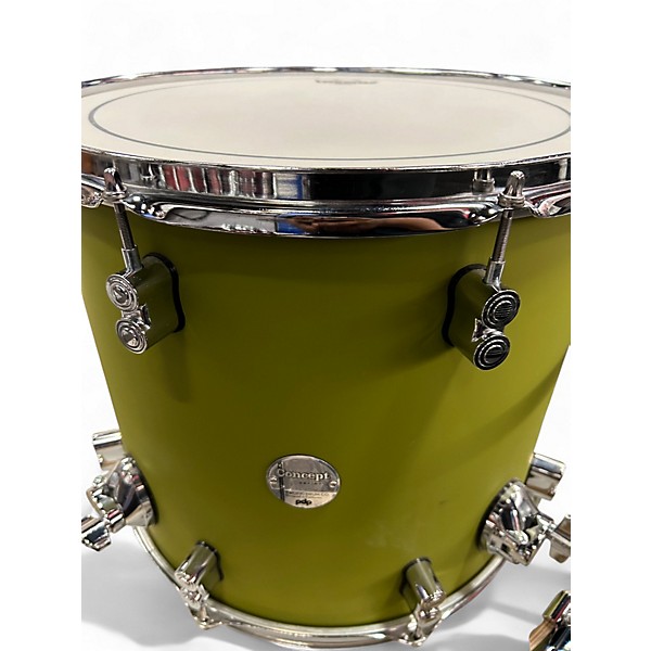 Used PDP by DW 4 Piece Concept Series Satin Olive Drum Kit