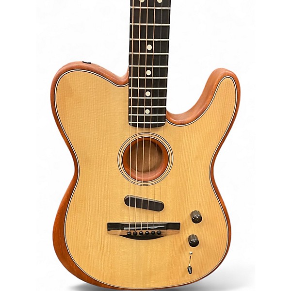 Used Fender American Acoustasonic Telecaster Natural Acoustic Electric Guitar