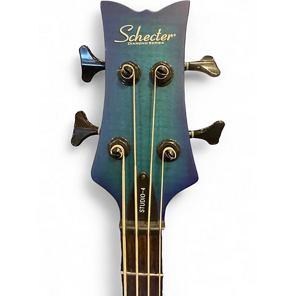 Used Schecter Guitar Research Studio 4 Blue Electric Bass Guitar