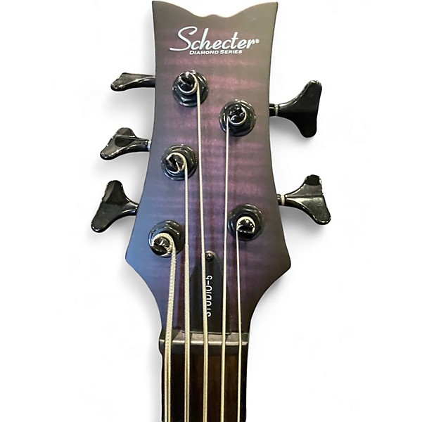 Used Schecter Guitar Research Stiletto Studio 5 String Blue Electric Bass Guitar