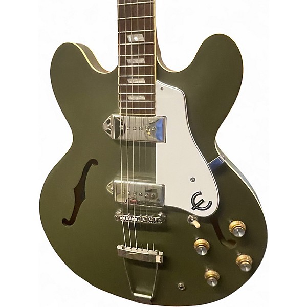 Used Epiphone Casino Worn Olive Satin Hollow Body Electric Guitar