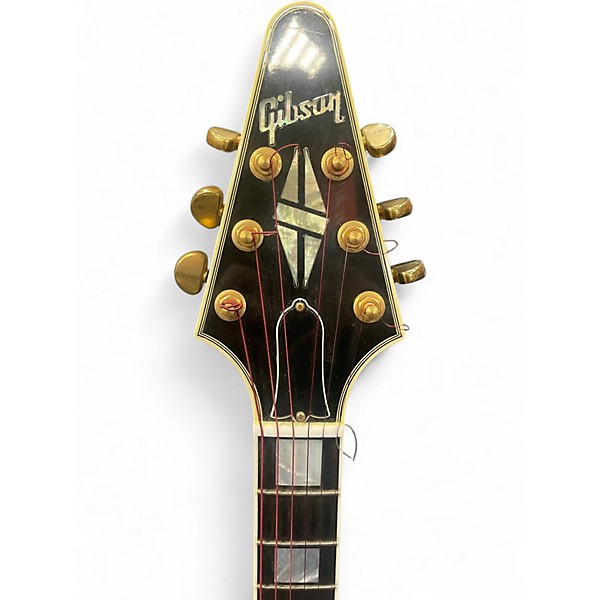 Used Gibson 2000s Flying V Custom Black and Gold Solid Body Electric Guitar