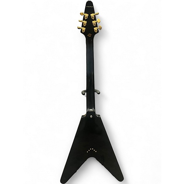 Used Gibson 2000s Flying V Custom Black and Gold Solid Body Electric Guitar