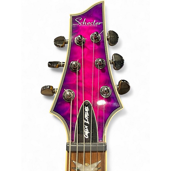 Used 2024 Schecter Guitar Research Omen Extreme 6 Pink Solid Body Electric Guitar