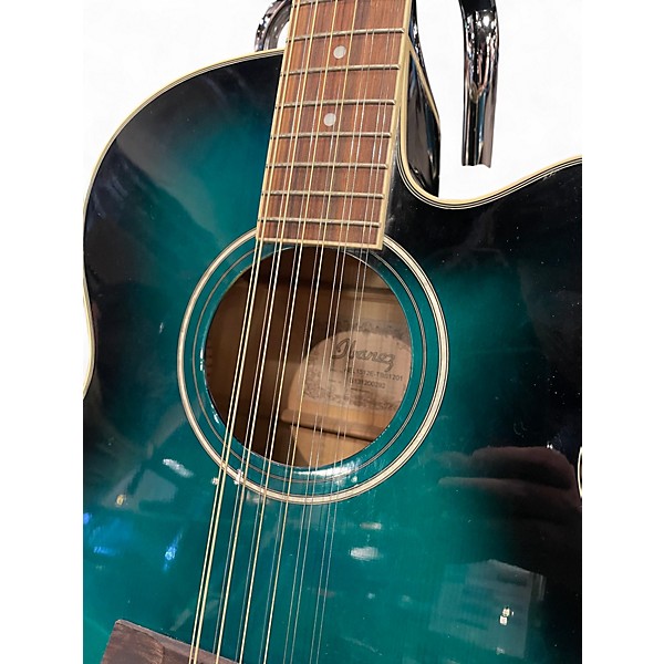Used Ibanez AEL1512E Teal Burst 12 String Acoustic Electric Guitar