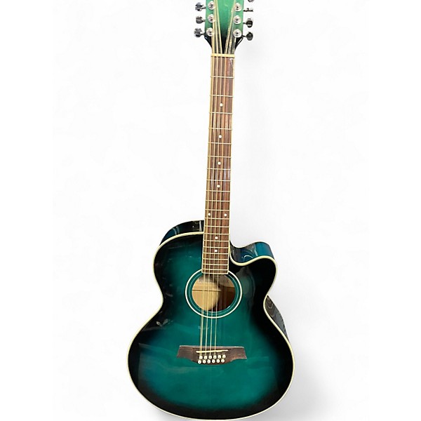 Used Ibanez AEL1512E Teal Burst 12 String Acoustic Electric Guitar