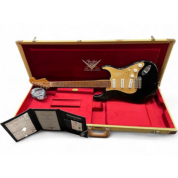 Used 2025 Fender Custom Shop 1954 Stratocaster Journeyman Relic Aged Black Solid Body Electric Guitar