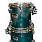 Used 1990s Pearl 5 Piece Session Series Translucent Cyan Drum Kit