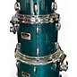 Used 1990s Pearl 5 Piece Session Series Translucent Cyan Drum Kit