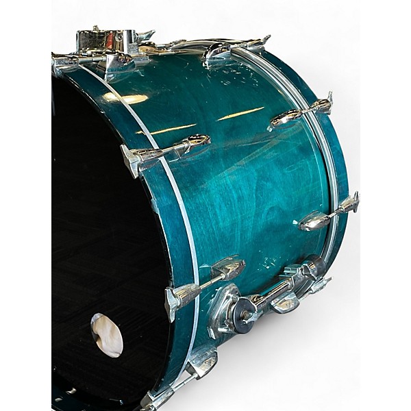 Used 1990s Pearl 5 Piece Session Series Translucent Cyan Drum Kit