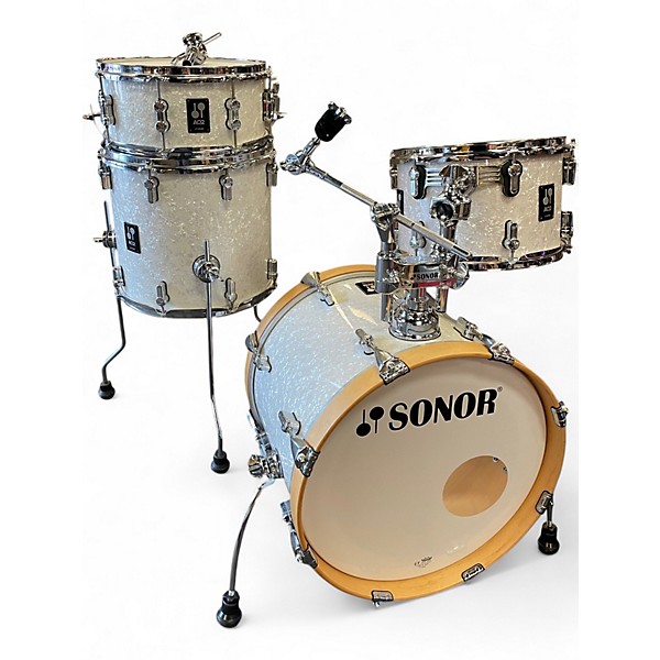 Used SONOR 4 Piece AQ2 Bop Maple White Marine Pearl Drum Kit