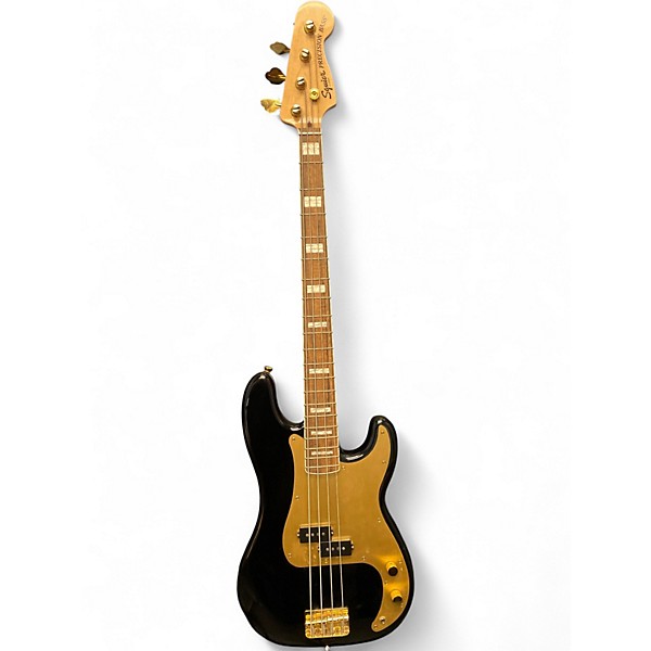 Used Squier 40th Anniversary Precision Bass Black and Gold Electric Bass Guitar
