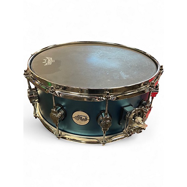Used 2020s DW 6X14 Design Series Snare Metallic Aqua Marine Drum