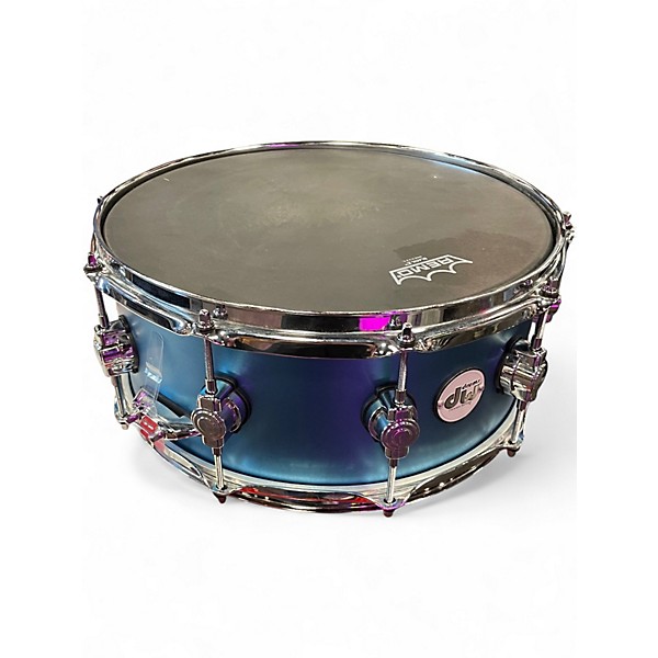 Used 2020s DW 6X14 Design Series Snare Metallic Aqua Marine Drum