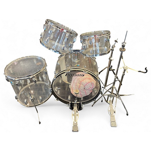 Vintage 1970s Ludwig 4 Piece Vistalite Clear Drum Kit