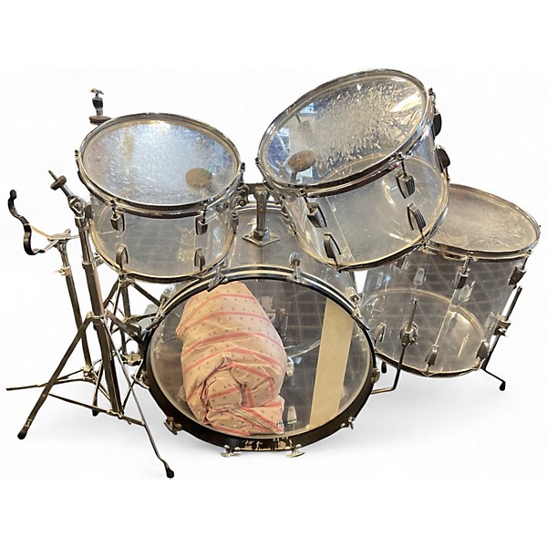 Vintage 1970s Ludwig 4 Piece Vistalite Clear Drum Kit