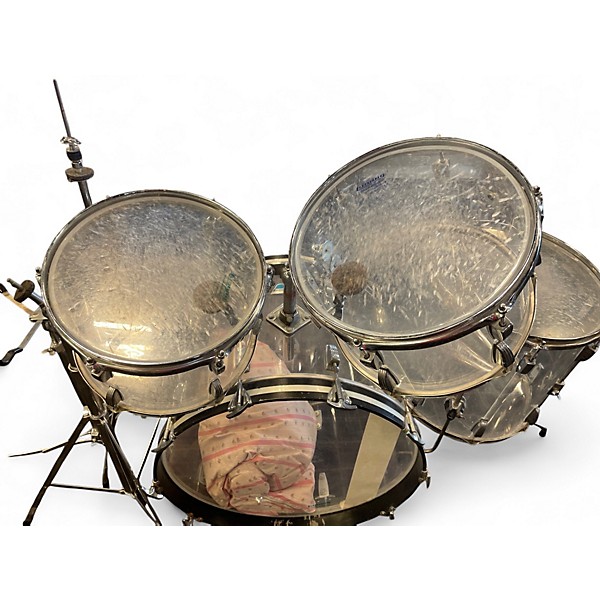 Vintage 1970s Ludwig 4 Piece Vistalite Clear Drum Kit