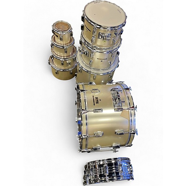 Used 1970s Pearl 9 Piece 1970s Fiber Glass kit silver satin Drum Kit
