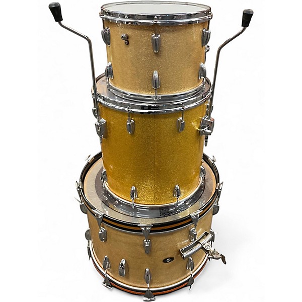 Vintage 1962 Slingerland 3 Piece 3 Piece Gold Sparkle Drum Kit